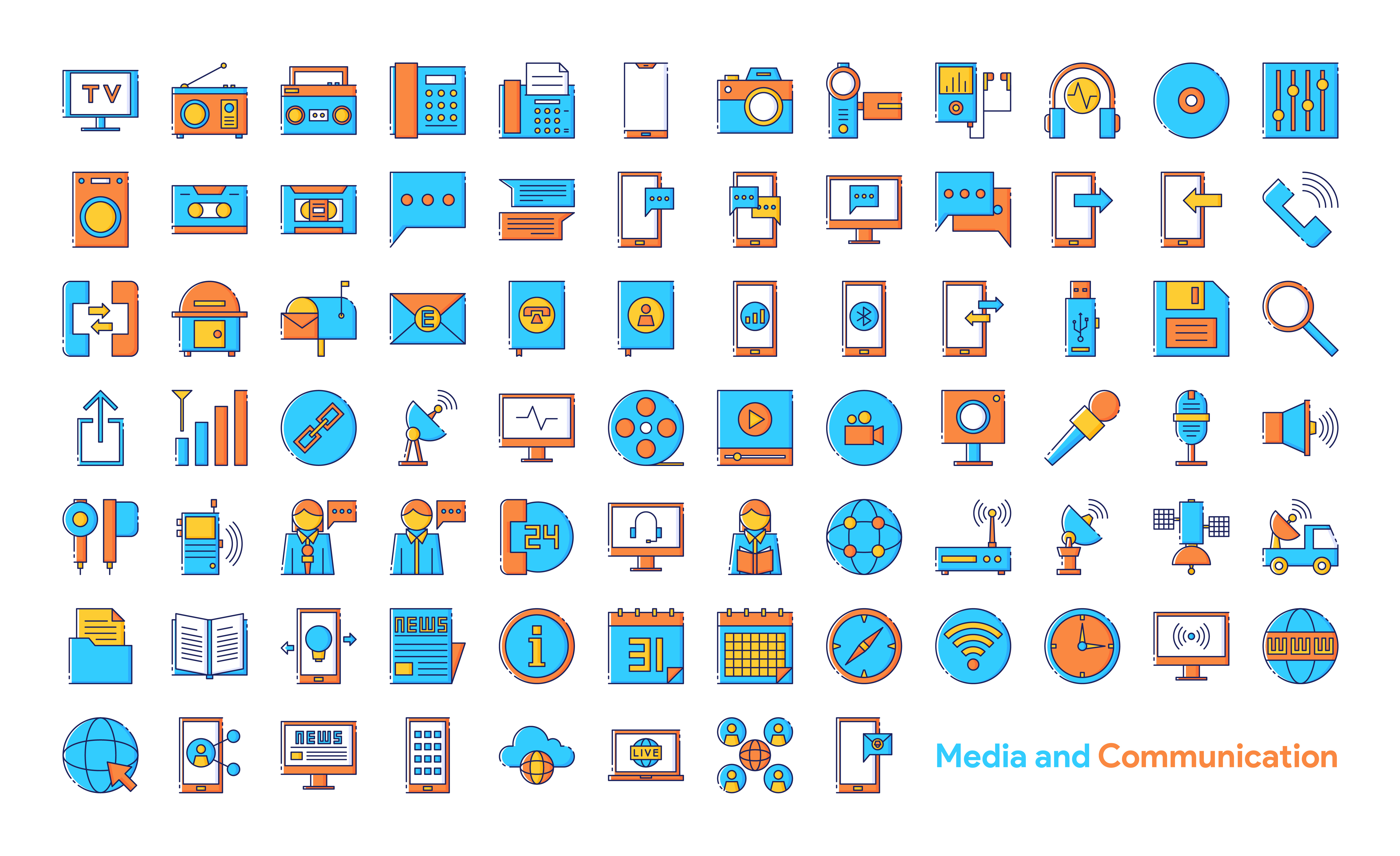 Media and Communication Icon Set 662654 Vector Art at Vecteezy