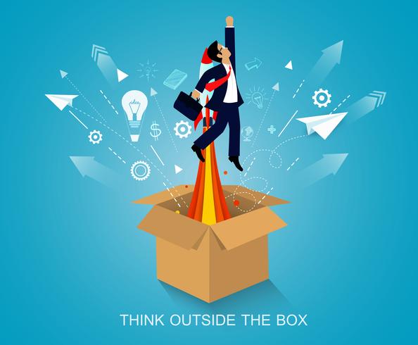 Man thinking outside the box vector