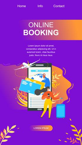 Servicio de reserva en línea Flat Landing Page vector