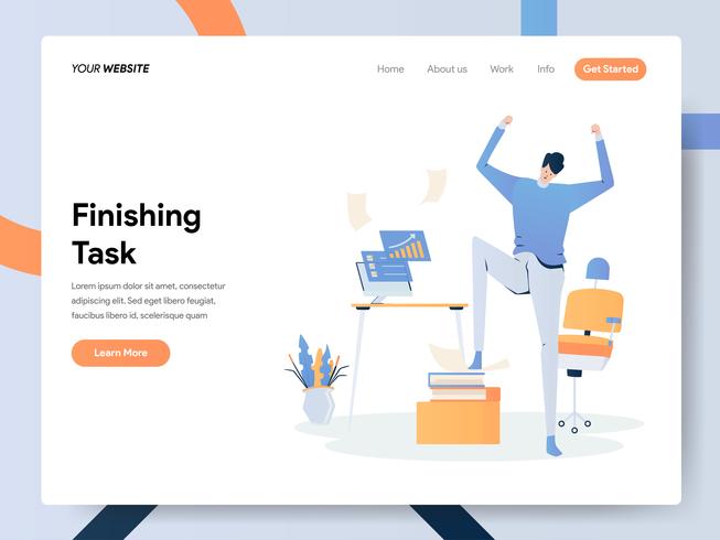 Landing page template of Businessman Finishing Task Illustration Concept vector