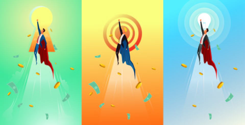Super Businessman Flying  vector