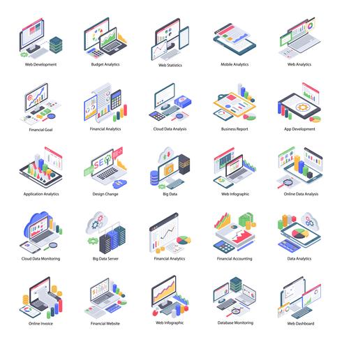 Conjunto de iconos de análisis de datos vector