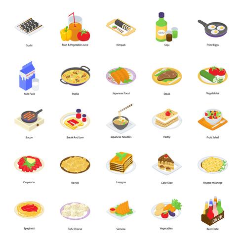 Iconos de alimentos y bebidas vector