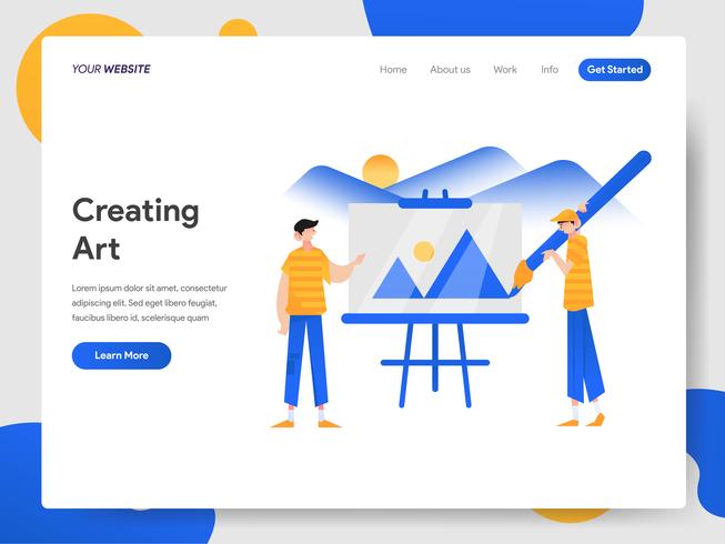 Landing page template of Creating Fine Art Illustration Concept vector
