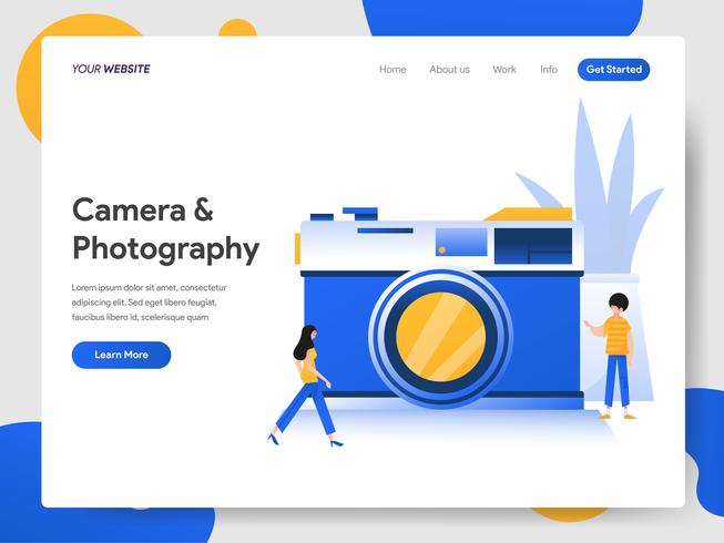 Landing page template of Camera and Photography Illustration Concept vector