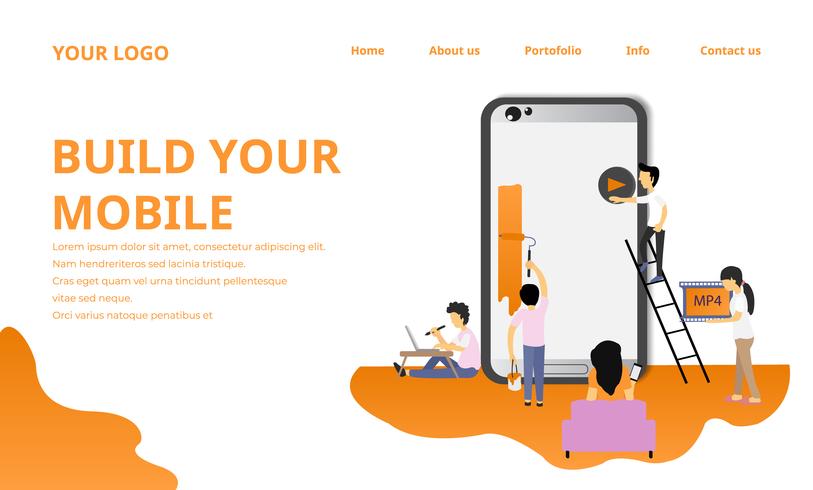 We build apps and mobile websites Landing page vector