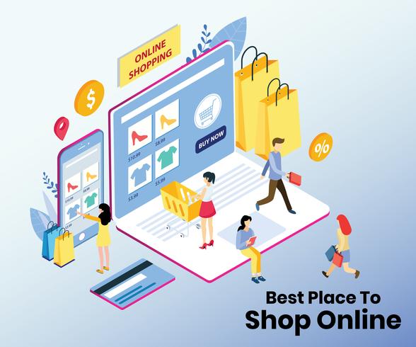 Digital Shopping and Smart phone Payment System vector