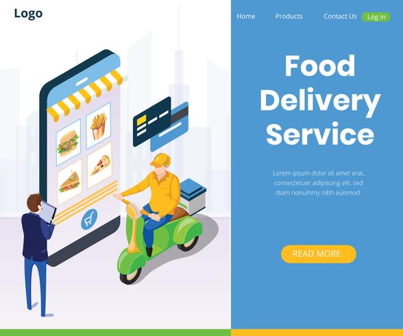 Sistema de posicionamiento global de servicios de entrega de alimentos en línea vector