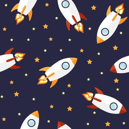 Seamless rocket pattern vector