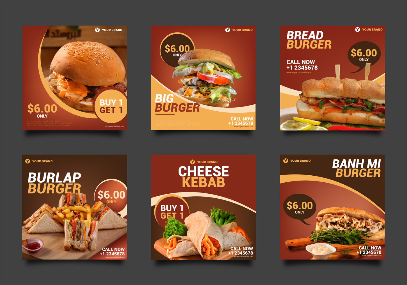 Burger Social Media Post Pack 662872 Vector Art at Vecteezy