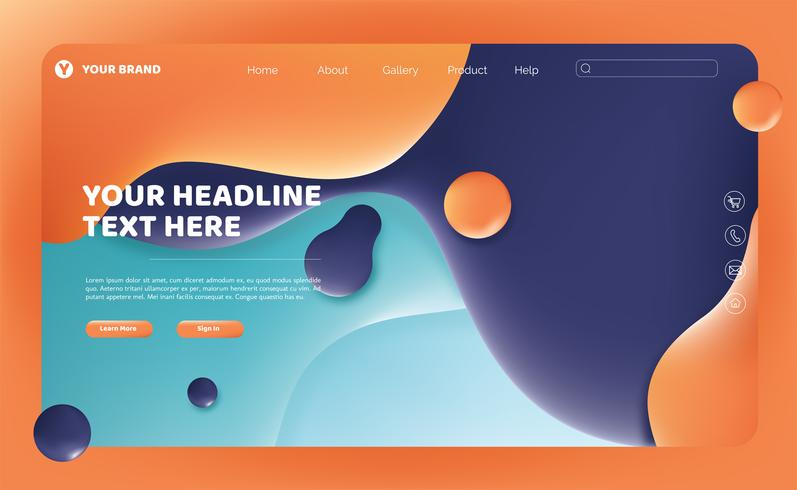 Abstract Fluid Landing Page Design vector