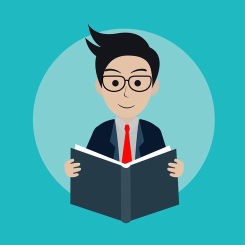 businessman reading a book vector