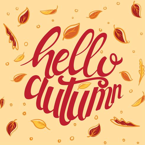 Hello autumn custom typography  vector