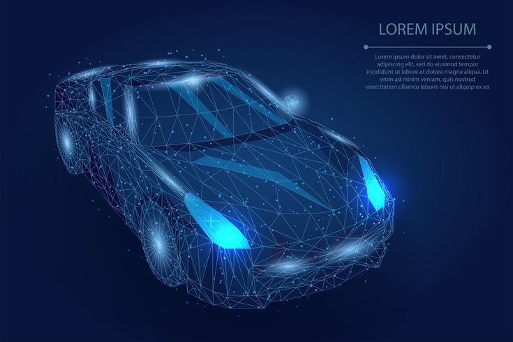 Blue Polygonal motion car vector