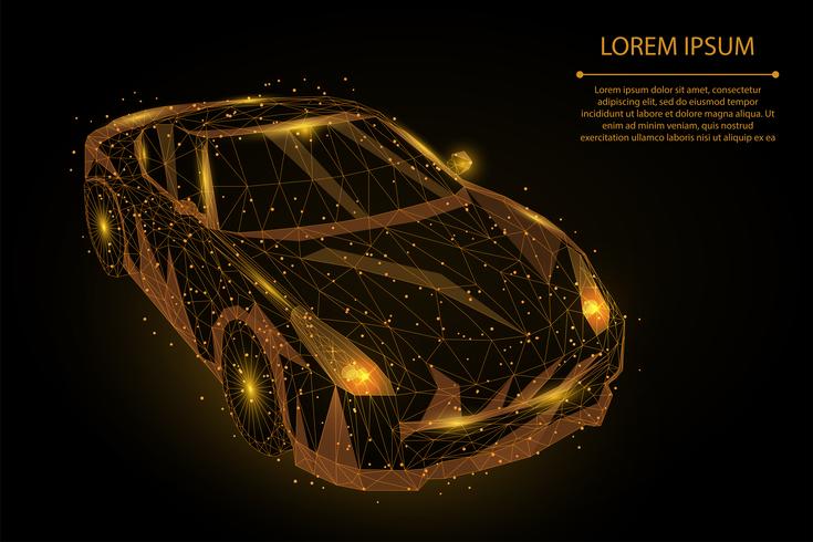 Gold Polygonal motion car vector