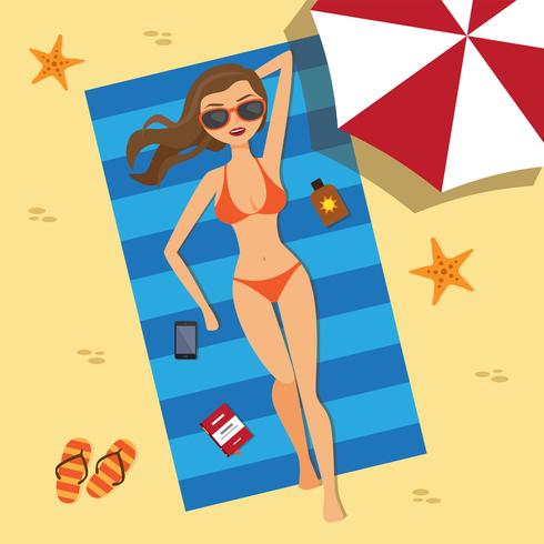 Girl on the beach vector