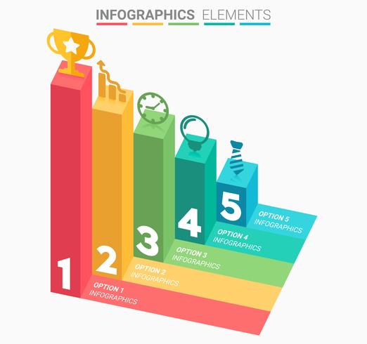 INFOGRAPHICS Business Staircase element design the number vector