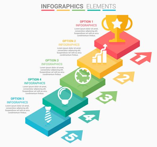 INFOGRAPHICS Business Staircase element diseña el número vector