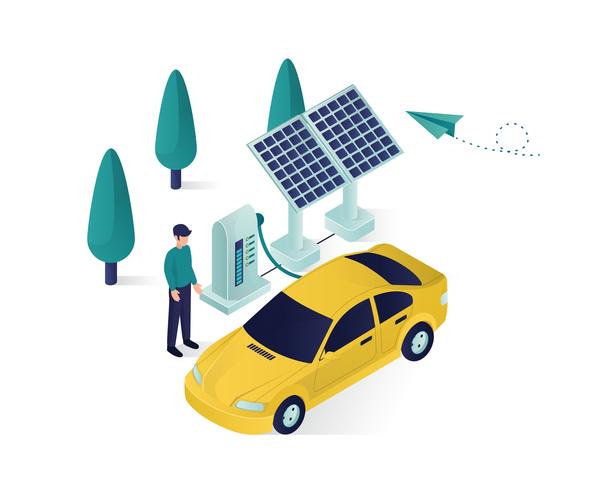 solar panel isometric  illustration vector