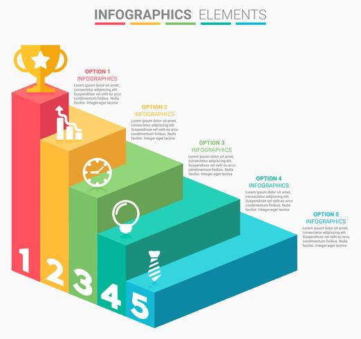 Diseño de escaleras comerciales de infografía vector