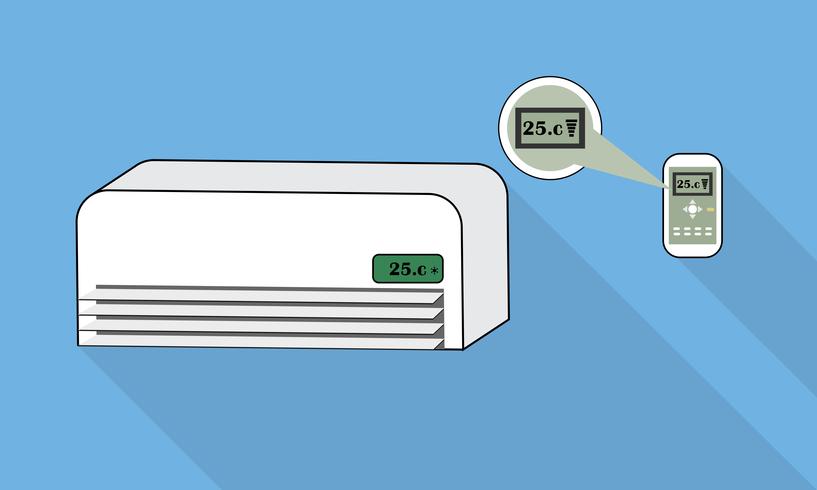 Air conditioner and remote on blue background  vector