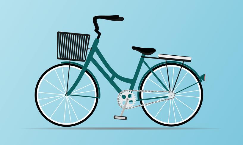 Bicicleta de estilo vintage con cesta vector