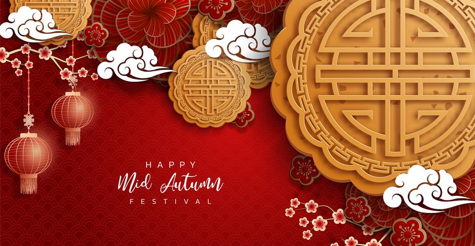 Chinese mid autumn festival background vector