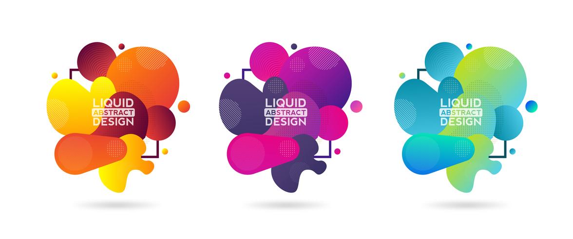 Modern liquid abstract banner set vector