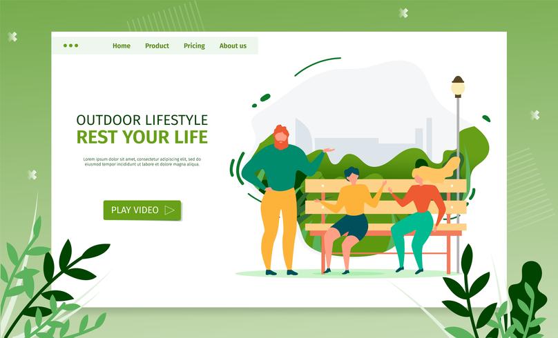 Outdoor Activities and Communication Landing Page vector
