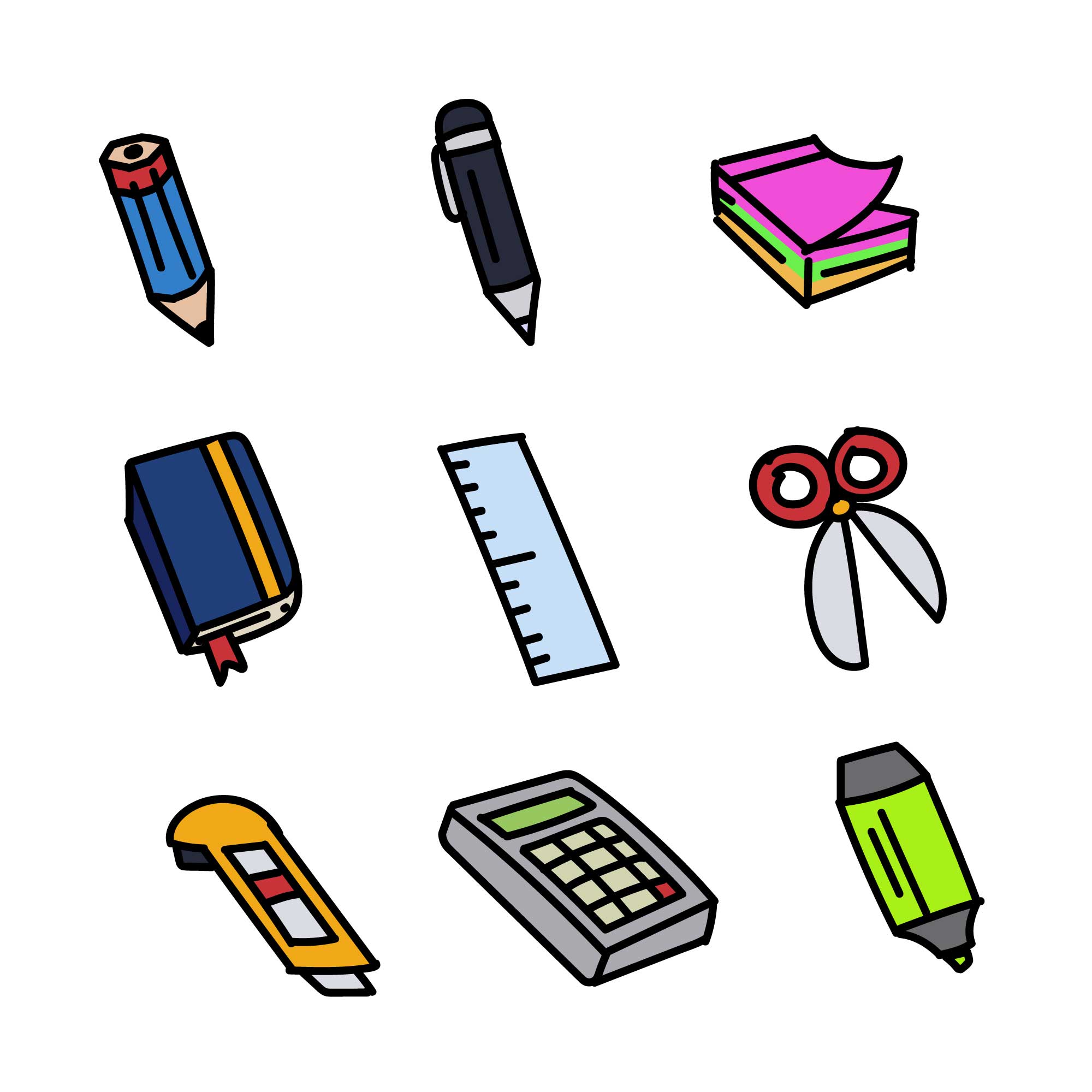 Handdrawn Stationery Set 663102 Vector Art at Vecteezy