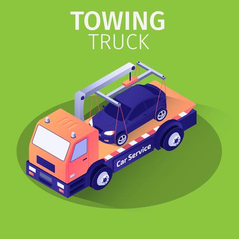 Towing Truck Assistance Service for Car Evacuation vector