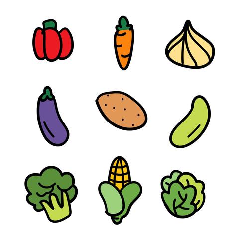 Conjunto de Doodle de vegetales dibujados a mano vector