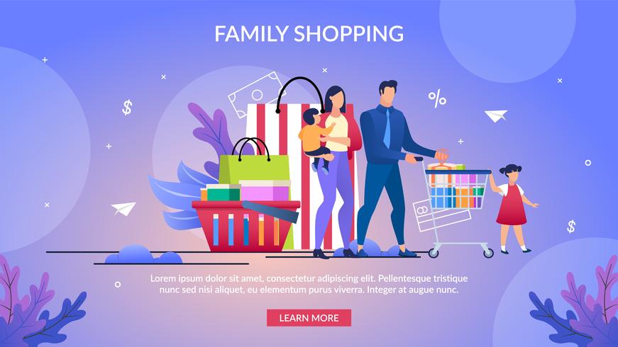 Informational Poster Written Family Shopping vector