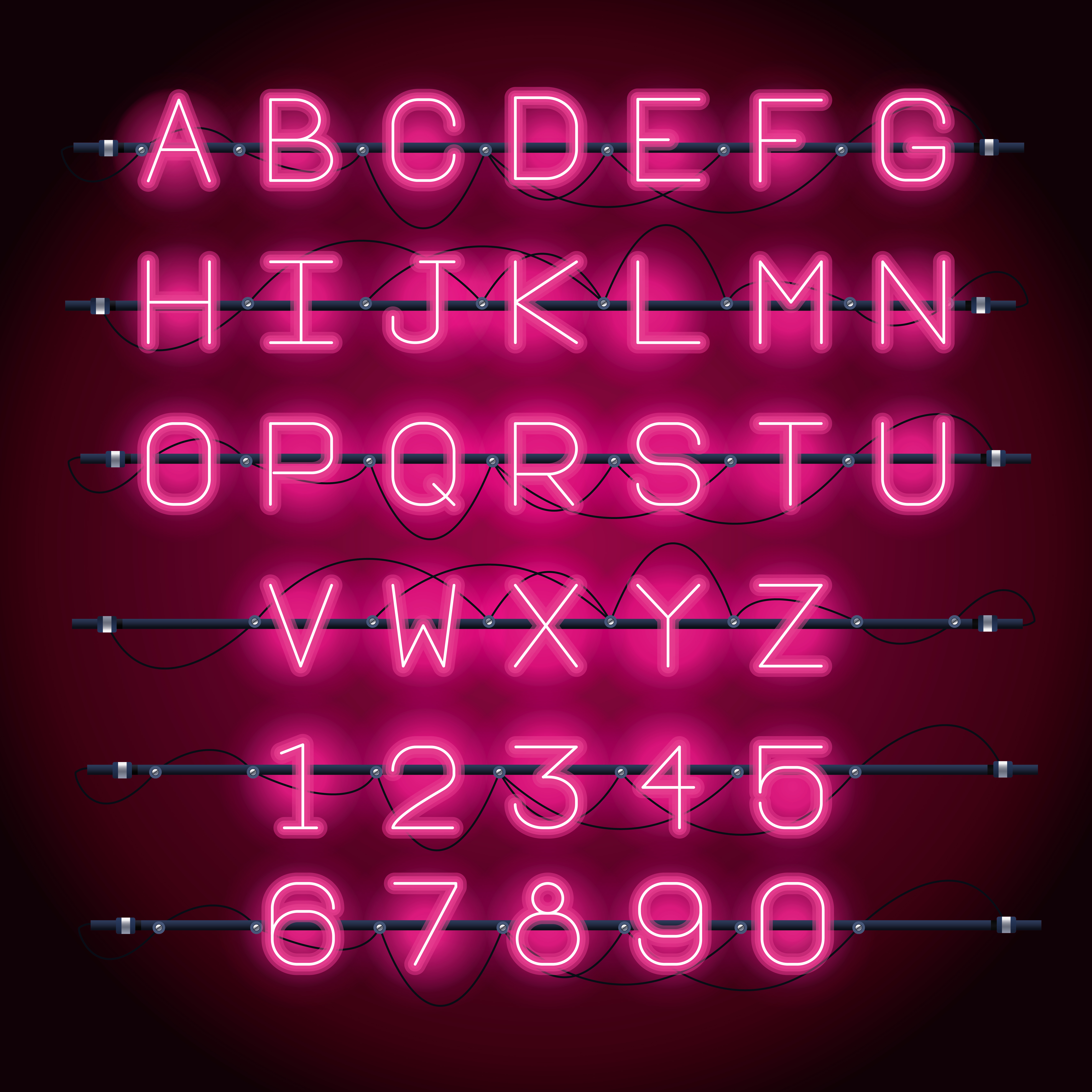 Neon Lights Alphabet Font Download Free Vectors Clipart Graphics Vector Art