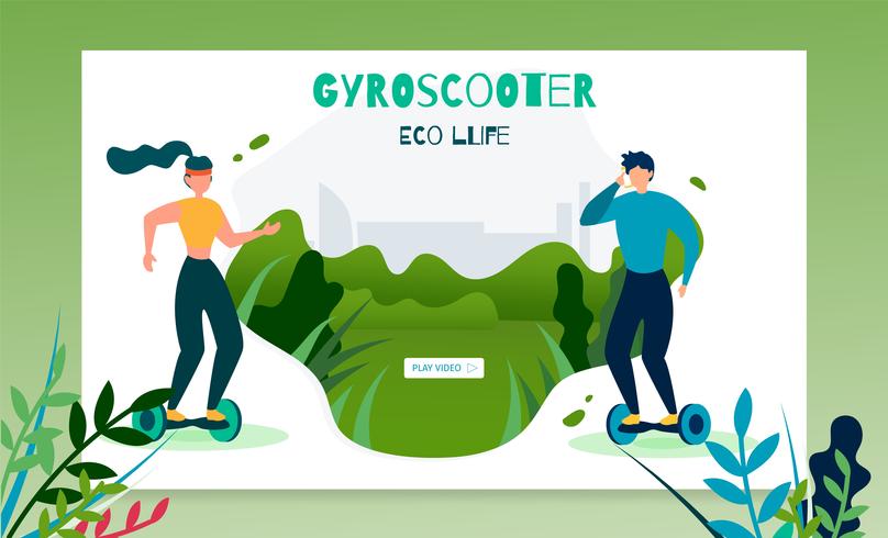 Plantilla de banner de letras de vida ecológica Gyroscooter vector