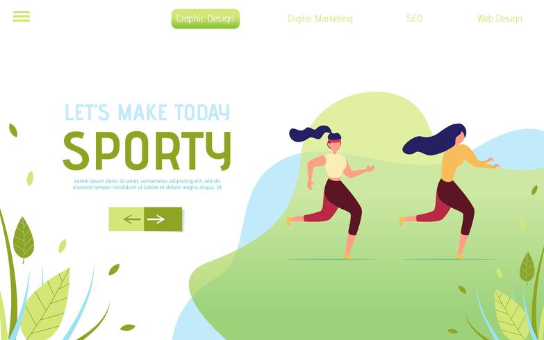 Landing Page with Running People vector