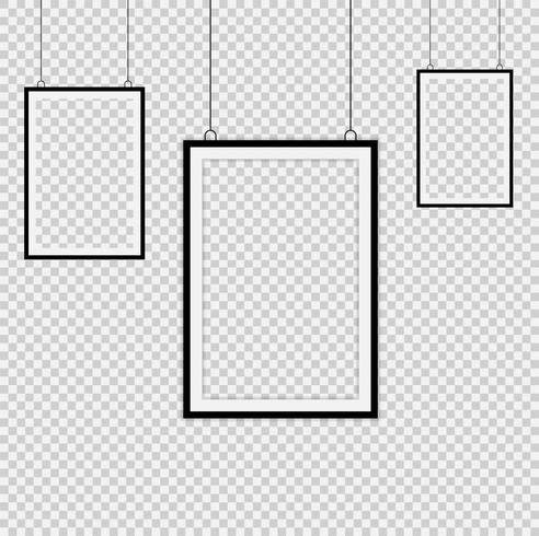 Set of black picture frames vector