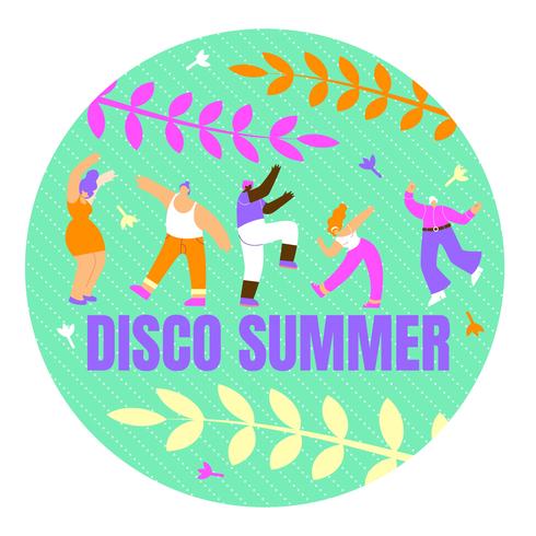 Poster with Inscription Disco Summer vector