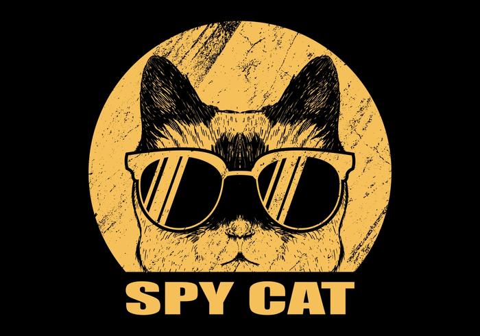 Spy cat with eyeglasses vector