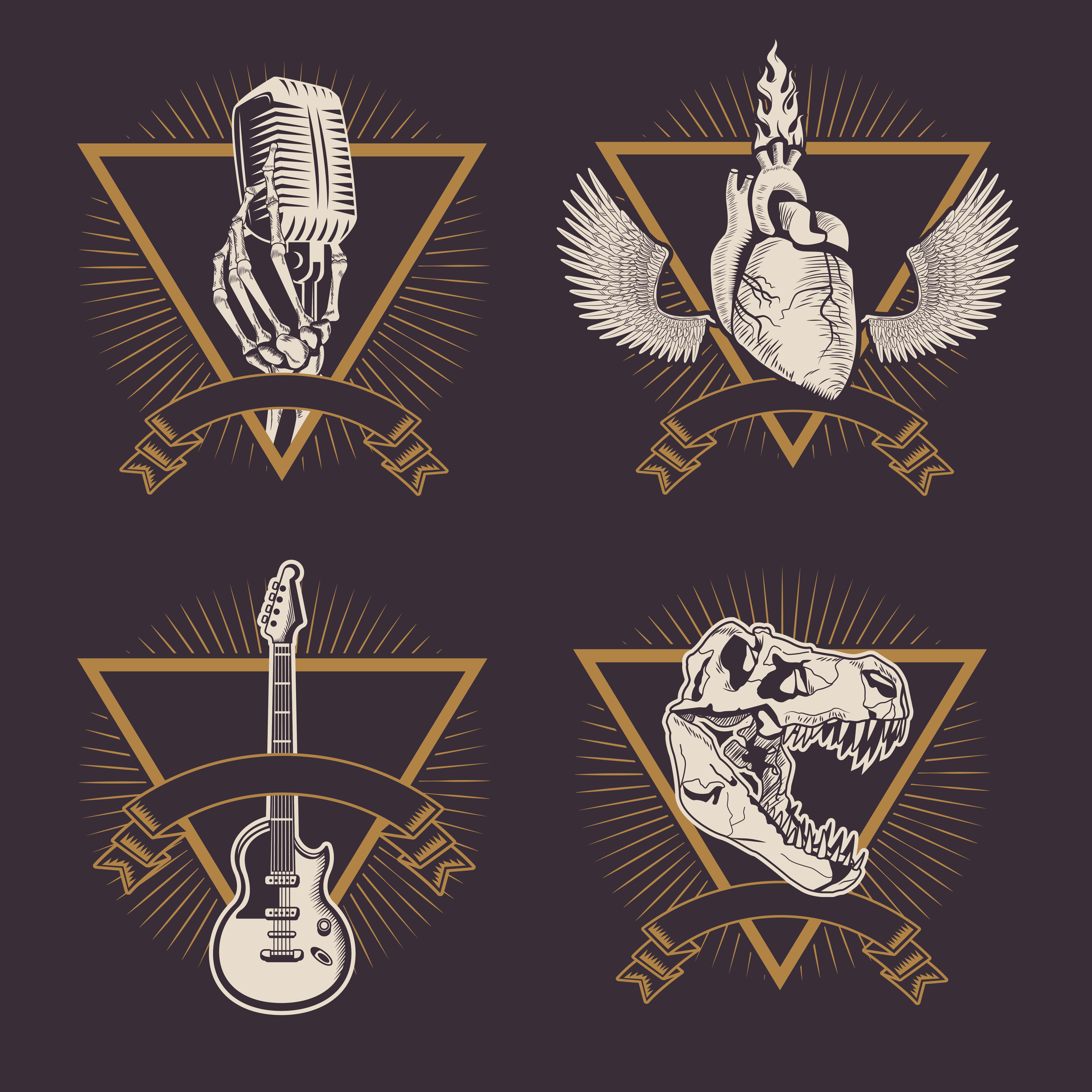 Dibujos de emblemas de rock vintage 663307 Vector en Vecteezy Vintage Music Logos