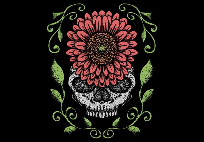 skull with flower decoration vector