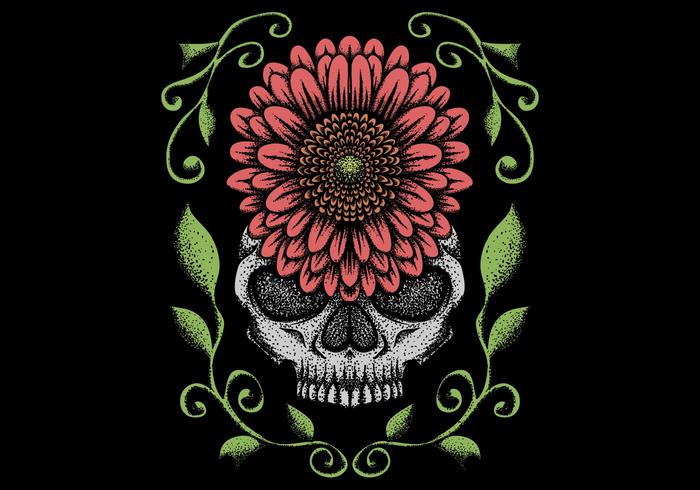 skull with flower decoration vector