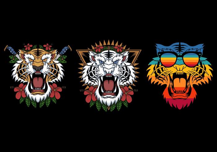 tiger head in different styles vector