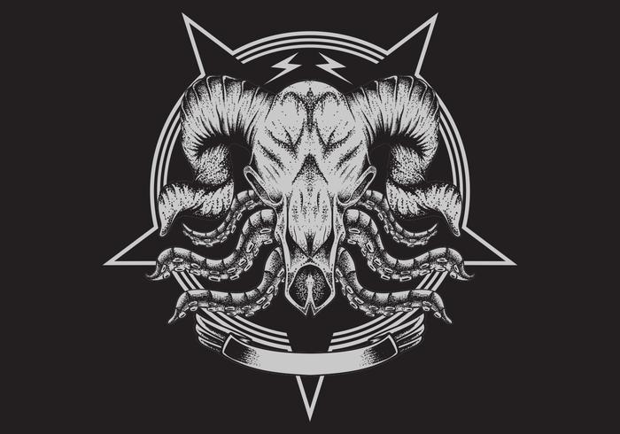 bull skull with tentacles vector