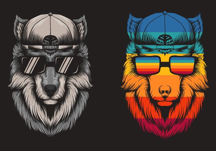 Cool Retro Woolf vector