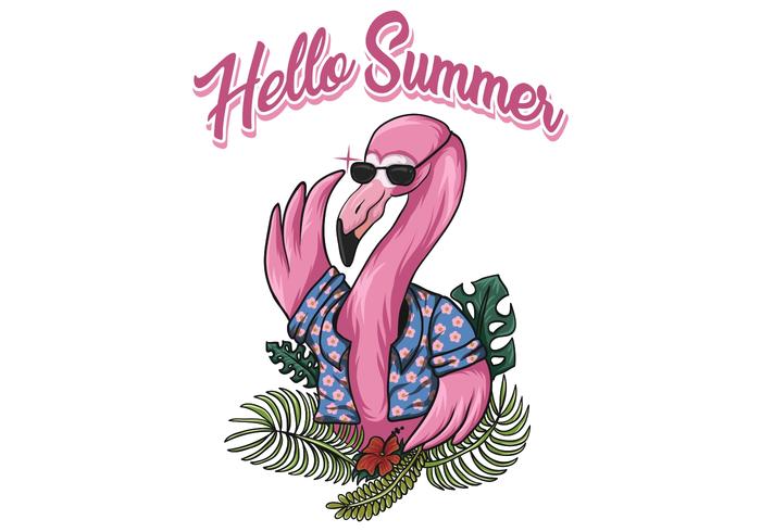 Hola verano flamingo vector