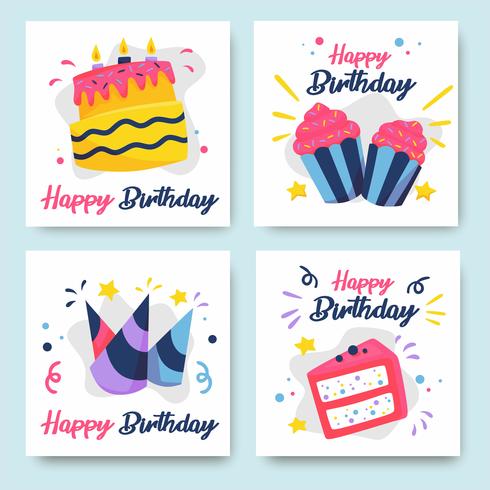 Colección de tarjetas de cumpleaños coloridas vector