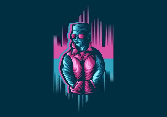 Hombre y ciudad en estilo retro vector