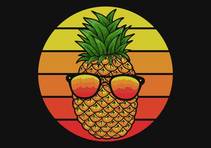pineapple with eyeglasses vector
