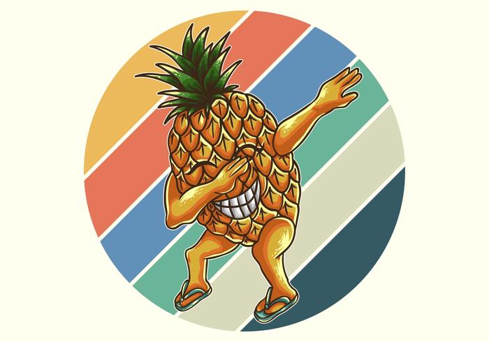 retro pineapple dabbing vector